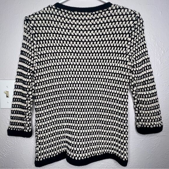 CAbi Coco Waffle Knit White/Black Striped Button Up Women’s Cardigan Size S - Picture 3 of 10
